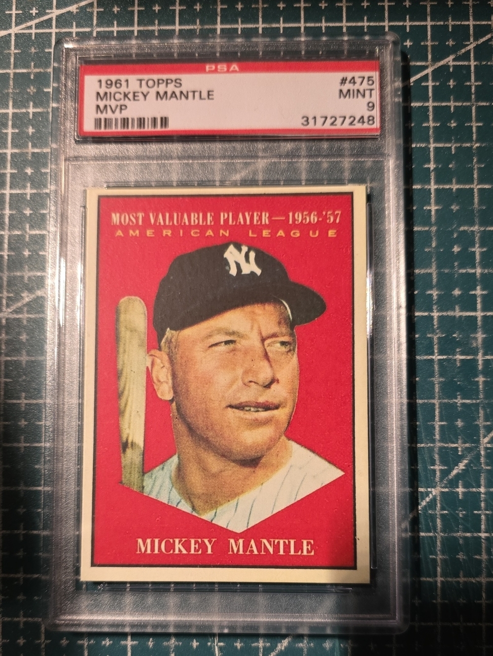 Topps Red and Navy Mickey Mantle Baseball Card